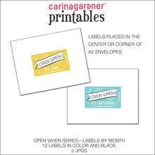 Load image into Gallery viewer, Open When Printable - Labels by Month - Digital Download